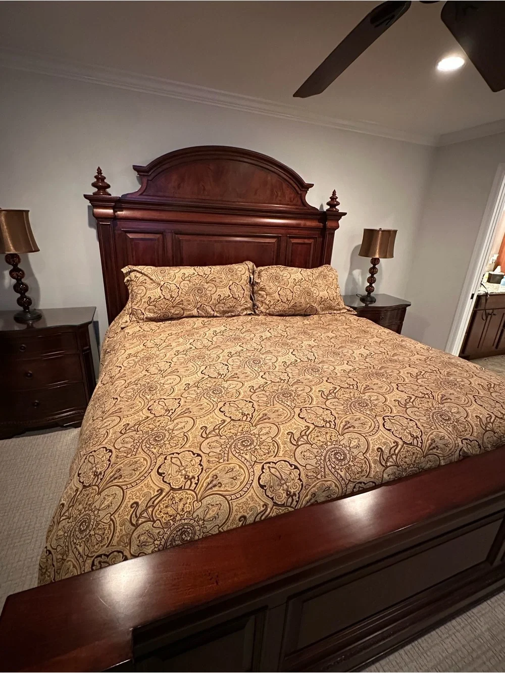 Ralph Lauren Custom Desert Spa Paisley King Duvet & 2 Matching King Pillow Shams